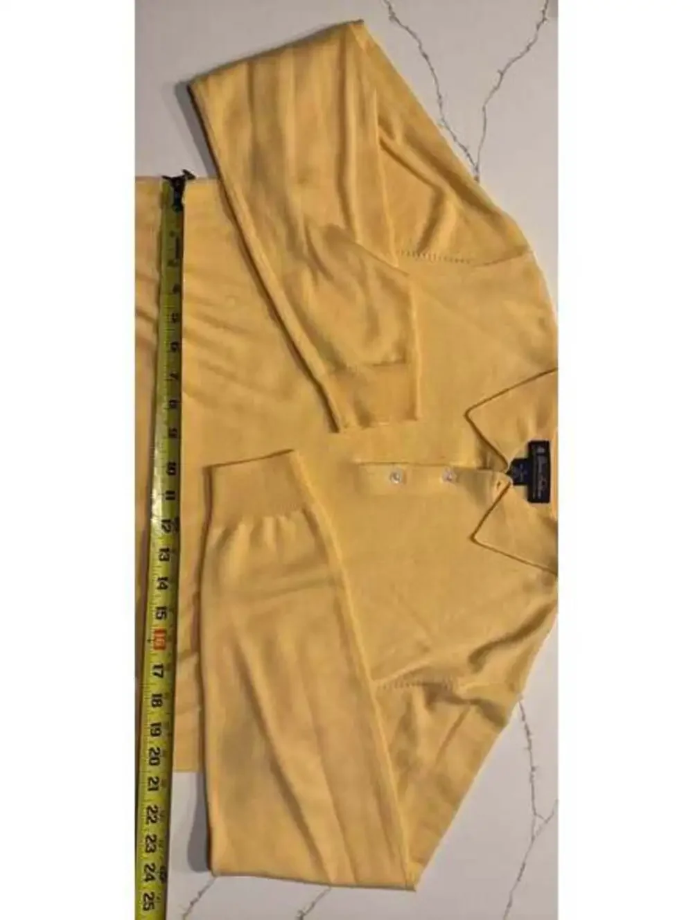 Brooks Brothers Fone Merino 100% Wool Polo Sweater Medium Mustard Yellow
